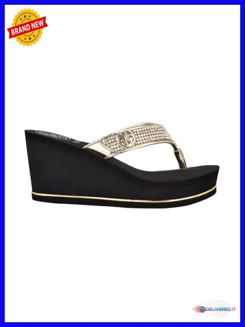 Rhinestone Embellished Wedge Sandals with Platform